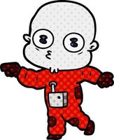 cartoon weird bald spaceman vector