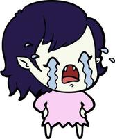 cartoon crying vampire girl vector