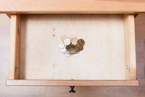 russian coins in open drawer photo