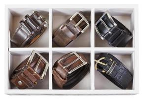 top view of storage box with leather belts photo