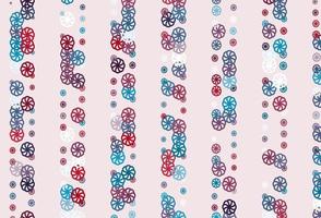 Light Blue, Red vector background with xmas snowflakes.