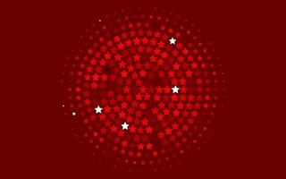 Fondo de vector rojo claro con estrellas de colores.