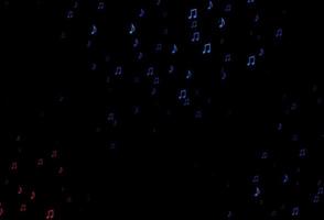 Dark Blue, Red vector background with music symbols.