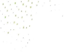 Light Green vector background with music symbols.