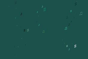 telón de fondo de vector verde claro con notas musicales.