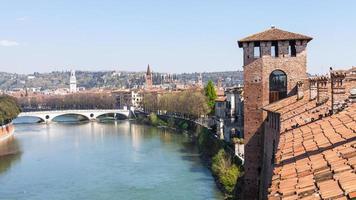 view of Verona with castelvecchio castle photo