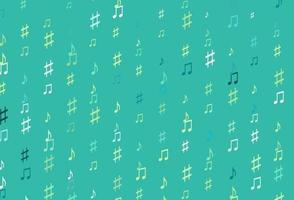 Light Green, Yellow vector pattern with music elements.