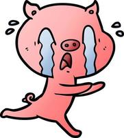 crying pig cartoon vector