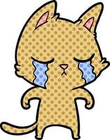 crying cartoon cat vector