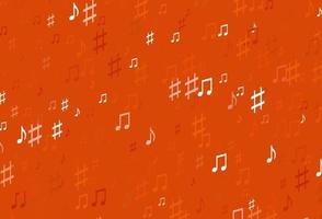 Light Orange vector background with music symbols.