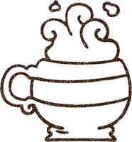 dibujo al carbón de la taza de café vector