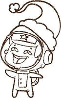 Christmas Astronaut Charcoal Drawing vector