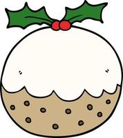 cartoon christmas pudding vector