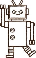 Robot Charcoal Drawing vector