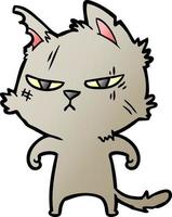 tough cartoon cat vector