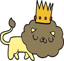 cartoon lion with crown vector