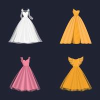 vestidos elegantes y hermosos para niñas, amarillo y rosa y un vestido de alegría vector