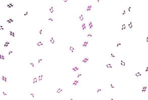 Light Pink vector background with music symbols.