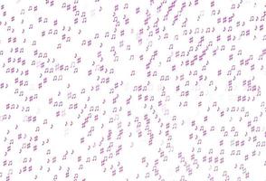 textura de vector rosa claro con notas musicales.