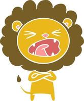 flat color style cartoon lion vector