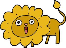 cartoon doodle happy lion vector