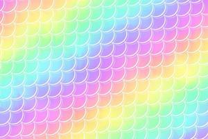 Mermaid rainbow background with scales. Iridescent glitter fish tail pattern. Marine holographic backdrop. Kawaii vector texture