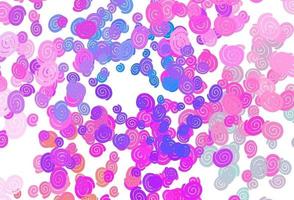 Light Pink, Blue vector pattern with lines, ovals.