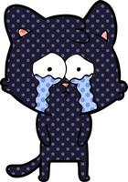 cartoon crying cat vector