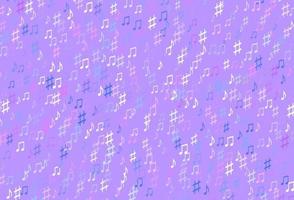 Light Pink, Blue vector texture with musical notes.