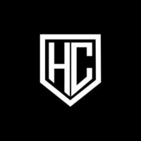 diseño de logotipo de letra hc con fondo negro en illustrator. logotipo vectorial, diseños de caligrafía para logotipo, afiche, invitación, etc. vector