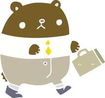 flat color style cartoon bear in work clothes vector