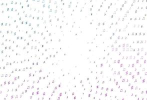 Light Pink, Blue vector background with music symbols.