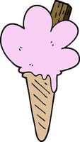 cartoon doodle ice cream cone vector