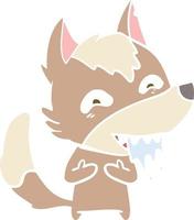 flat color style cartoon hungry wolf vector