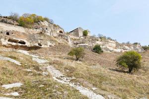 Walls of medieval town chufut-kale, Crimea photo