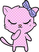 cute cartoon cat with bow vector