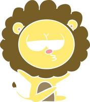 flat color style cartoon bored lion vector