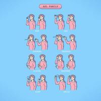 Learn Family Member Sign Language vector