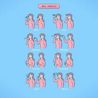 Learn Family Member Sign Language vector