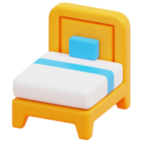 ilustración de icono de renderizado 3d de cama individual png