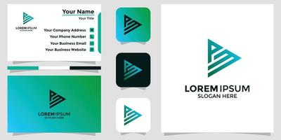 technology letter P and M design logo and branding card vector