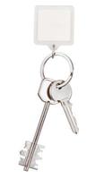 pair keys and square keychain on ring photo
