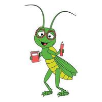 cute grasshopper animal cartoon vector