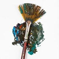fan paintbrush blends multicolored watercolors photo