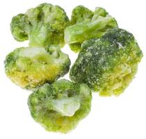 above view of several frozen broccoli isolated photo