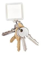 bunch of door keys on ring and keychain photo
