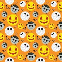 Halloween background in seamless pattern. Cartoon faces of ghosts, mummies and bats. Gift wrapping paper idea for ghost festival. vector illustration cute fabric pattern