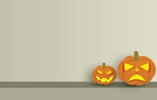 Halloween background. Decorated with ghost pumpkins,  with copy space. Horror and Ghost Day Concept Illustration Vector
