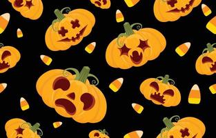 Seamless pattern background of pumpkin and devil face spooky on  Halloween night.Festival in autumn Ideas ,vector illustration, for wallpaper,fabric,wrapping paper vector