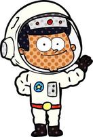 dibujos animados de astronauta feliz vector